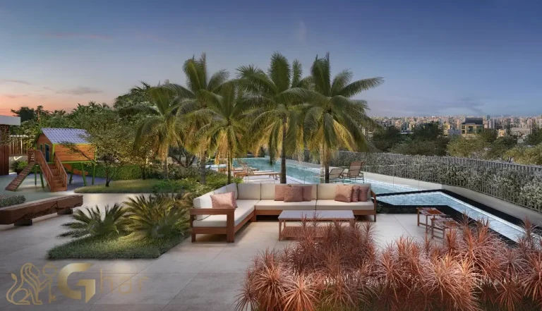 Lounge externo do Península Vila Madalena com vista panorâmica