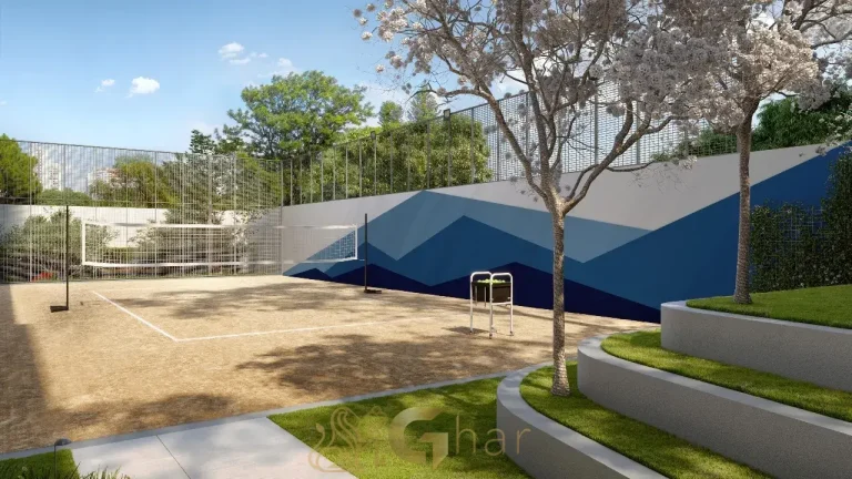 Quadra de beach tennis com areia no Península Vila Madalena