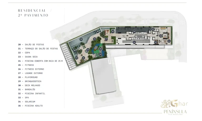 Planta do 2º pavimento do condomínio Península Vila Madalena