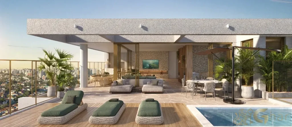 Apartamento duplex decorado do Quarten Ibirapuera – Terraço amplo e vista panorâmica em unidade de 395 m²