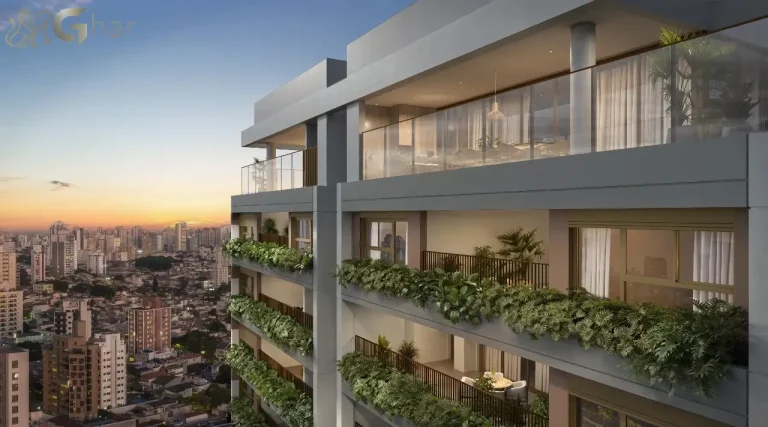 Vista aérea lateral do Quarten Ibirapuera – Condomínio de alto padrão no Ibirapuera, São Paulo