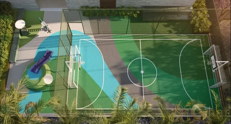 Playground e quadra recreativa do Quarten Ibirapuera – Espaço de lazer infantil e esportivo no Ibirapuera, São Paulo