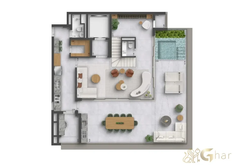 Planta duplex superior 4 suítes – Quarten Ibirapuera 306 m²