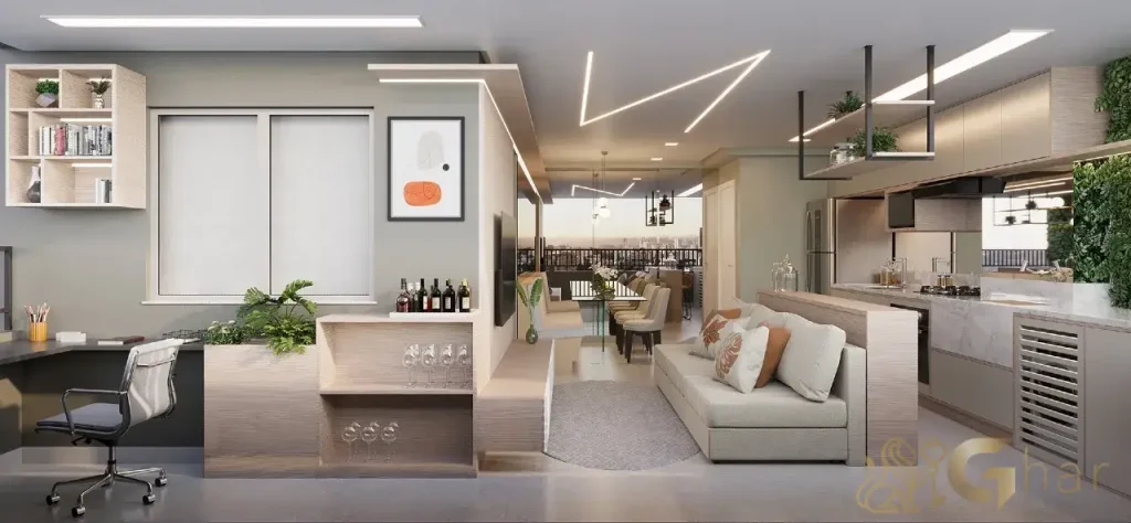 living do apartamento decorado side sacomã ipiranga são paulo 65m2 com sala integrada à varanda gourmet