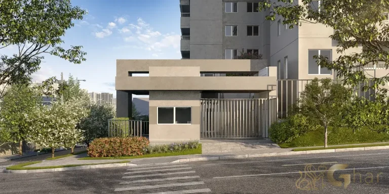 fachada do condomínio side sacomã ipiranga são paulo vista da rua com paisagismo e iluminação urbana