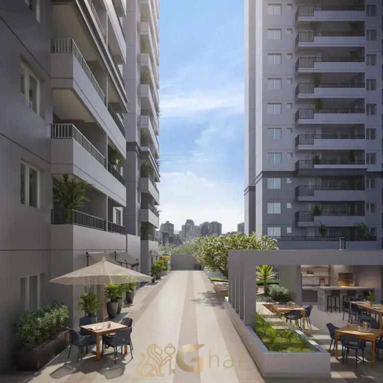 boulevard do condomínio side sacomã ipiranga são paulo com paisagismo e áreas de estar