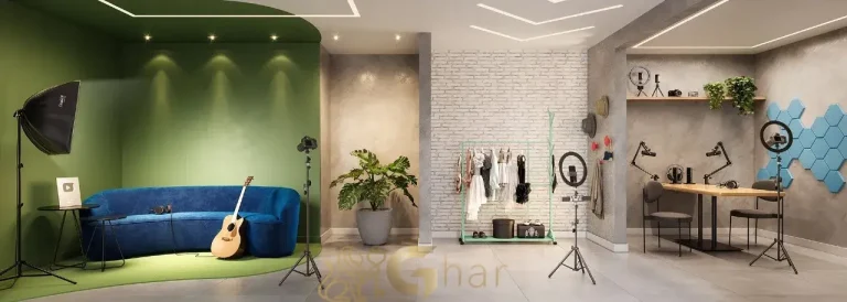 espaço influencer do condomínio side sacomã ipiranga são paulo com iluminação de estúdio e ambiente moderno