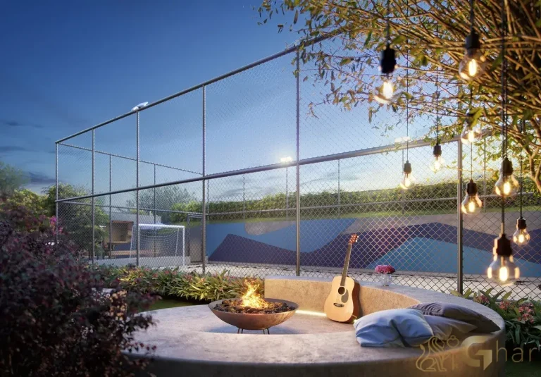 espaço luau do condomínio side sacomã ipiranga são paulo com iluminação aconchegante e área de descanso