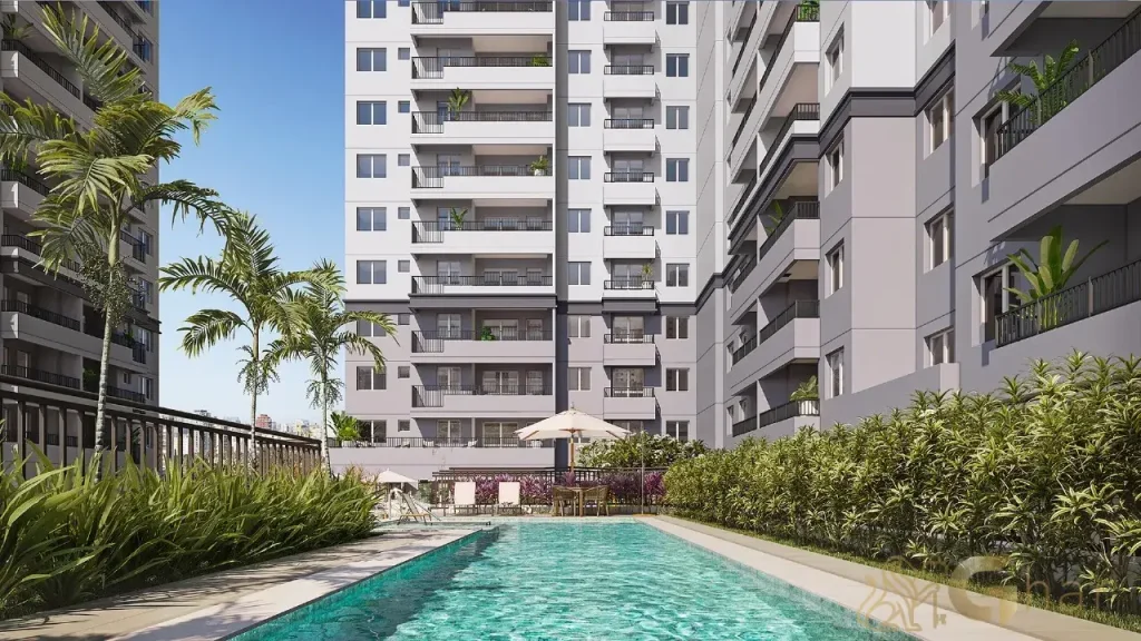 piscina externa do condomínio side sacomã ipiranga são paulo com deck e área de lazer completa