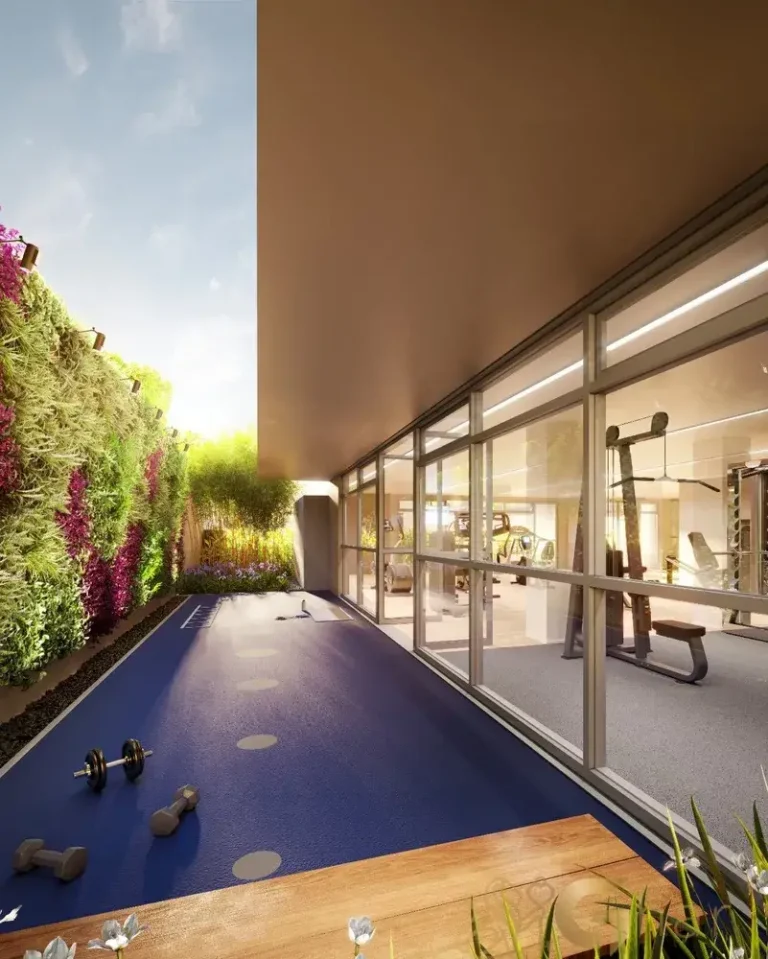 Espaço fitness externo do The Collection Moema em São Paulo