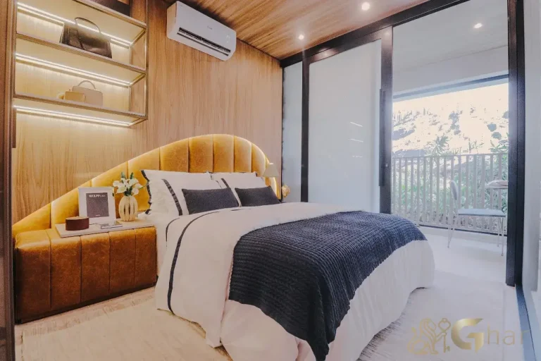 Quarto decorado do apartamento de 1 dormitório no The Collection Vila Clementino