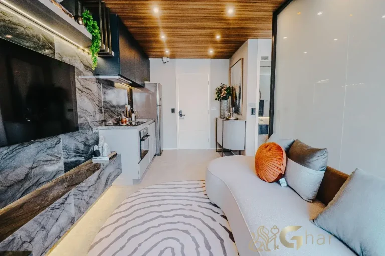 Apartamento decorado com sala de estar moderna no The Collection Vila Clementino