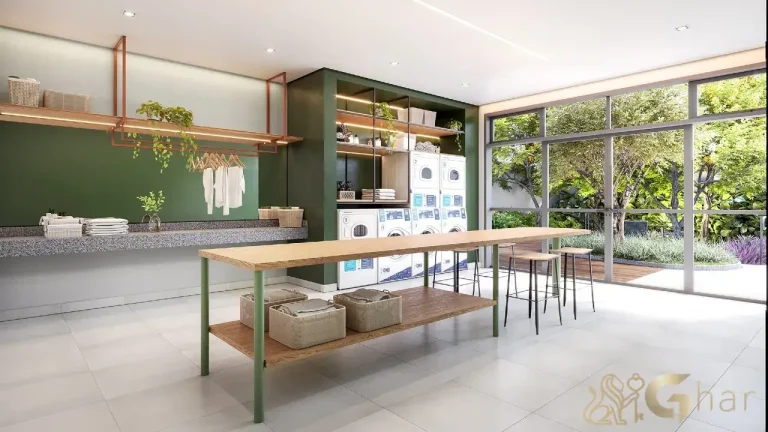 Lavanderia coletiva moderna no The Collection Vila Clementino