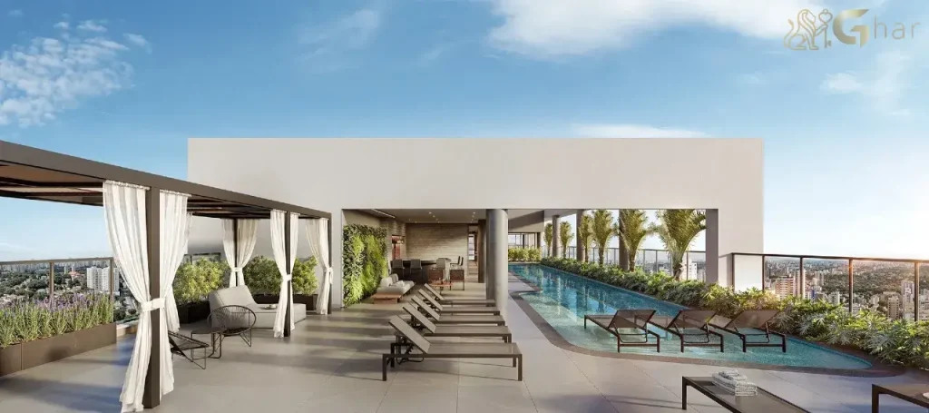 Piscina rooftop com vista da cidade no The Collection Vila Clementino