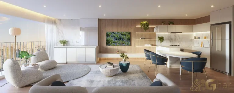 Living decorado 75 m² The Rose Vila Mariana – Torre Savi