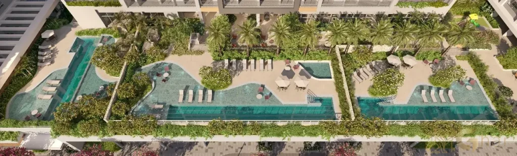 Área de lazer e piscinas The Rose Vila Mariana – vista aérea