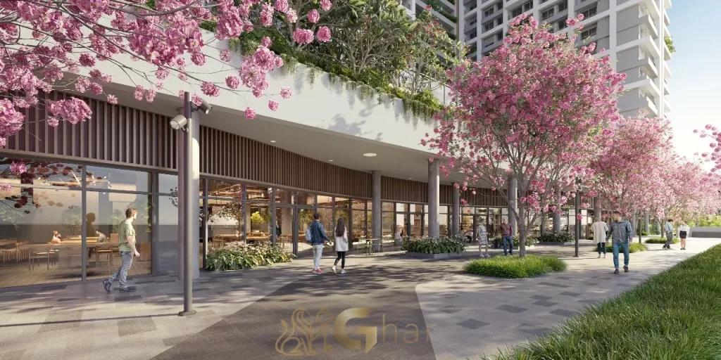 Fachada com lojas no térreo do The Rose Vila Mariana