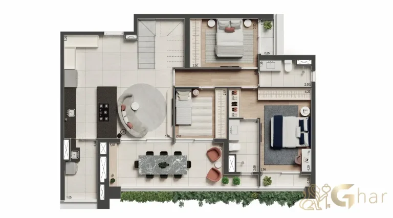 Planta duplex 3 dormitórios 1 suíte 219 m² The Rose Vila Mariana Torre Savi