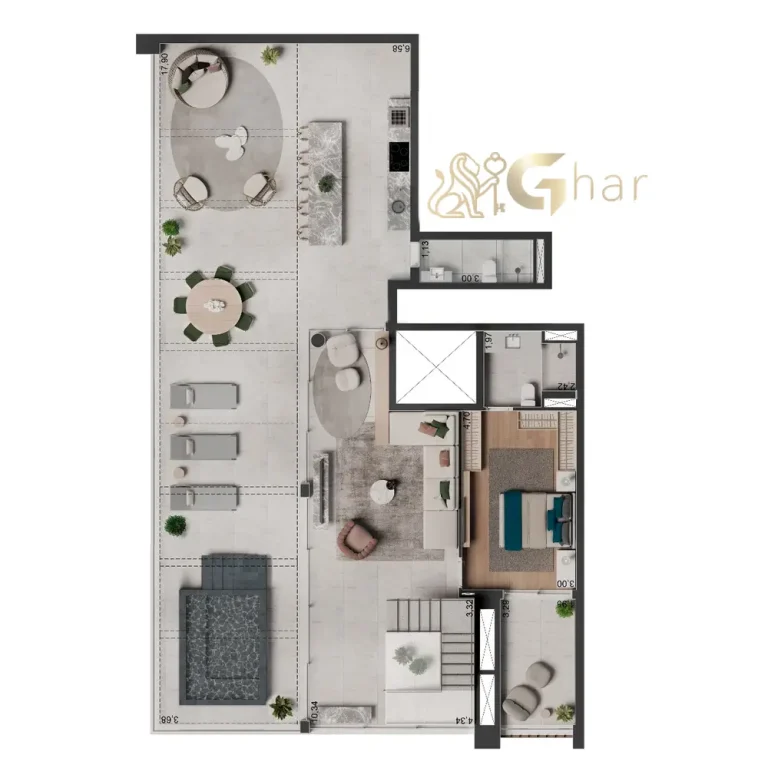 Planta apartamento duplex superior 4 suítes 348 m² The Rose Vila Mariana Torre Alba