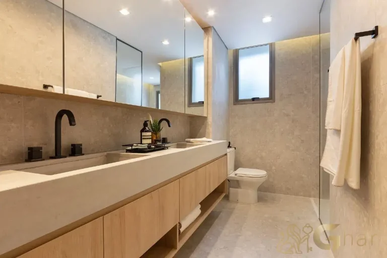 Banheiro da suíte master decorada no Valen Capote Valente Pinheiros São Paulo