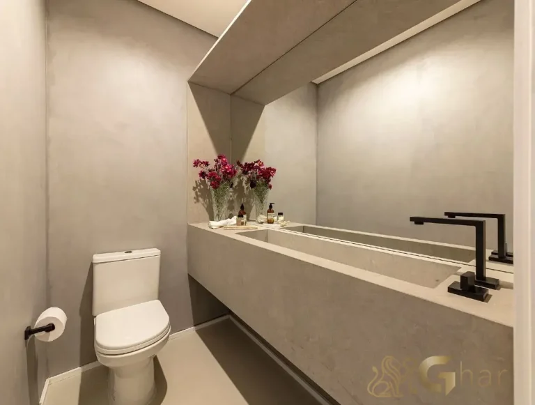 Lavabo decorado no apartamento Valen Capote Valente Pinheiros São Paulo