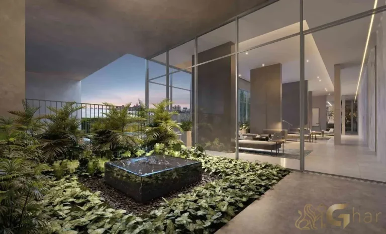 Espelho d’água decorativo no condomínio Valen Capote Valente Pinheiros São Paulo