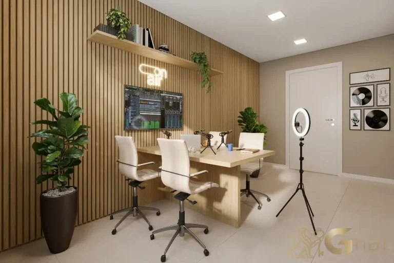 Estúdio de gravação do condomínio Vila Boulevard Mooca para música e conteúdo digital