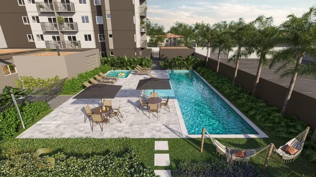 Piscina com redário e solarium do Vila Boulevard Mooca na Mooca São Paulo