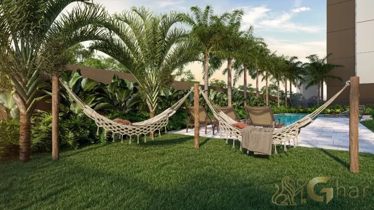 Redário do condomínio Vila Boulevard Mooca com área de descanso e natureza