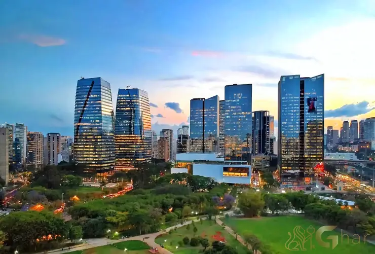 Vista panorâmica da Vila Olímpia, bairro moderno da Zona Sul de São Paulo