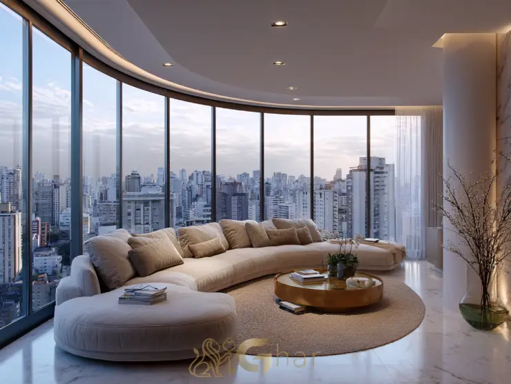 Sala de estar com vista em apartamento à venda em Alto de Pinheiros