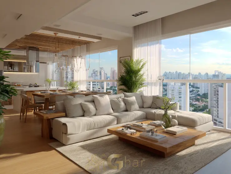 Imóvel com sala de jantar e estar integradas na capital paulista