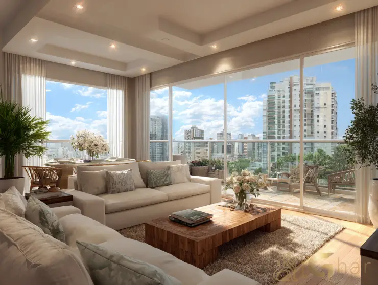 Sala de estar decorada em apartamento à venda na Barra Funda