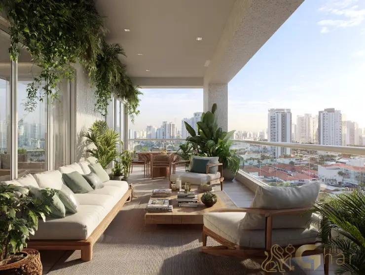 Varanda sustentável e vista aberta em imóvel na zona oeste de sp