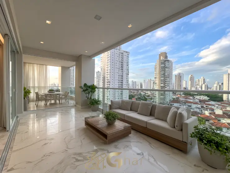 Varanda ampla — apartamentos à venda na Bela Vista