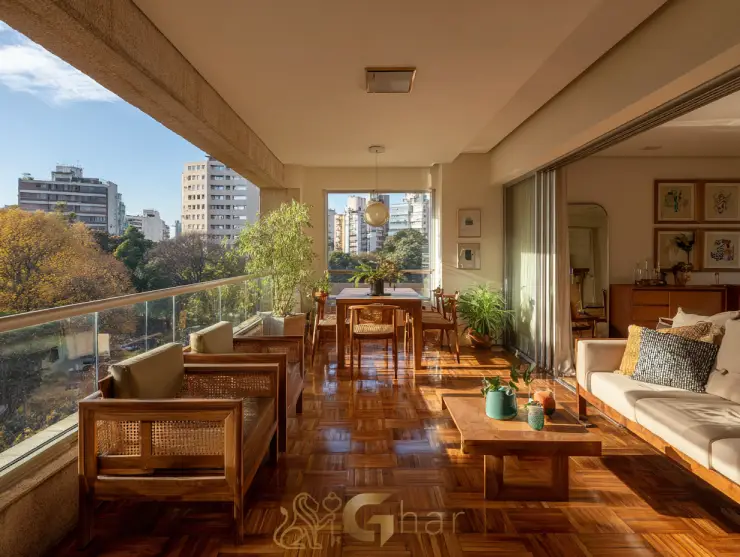 Sala com varanda integrada — imóvel no centro de São Paulo