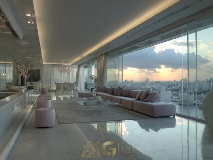 Sala de estar ampla em apartamento de altíssimo padrão à venda no Brooklin