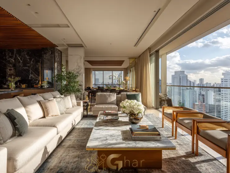 Sala de estar decorada em imóvel na capital paulista