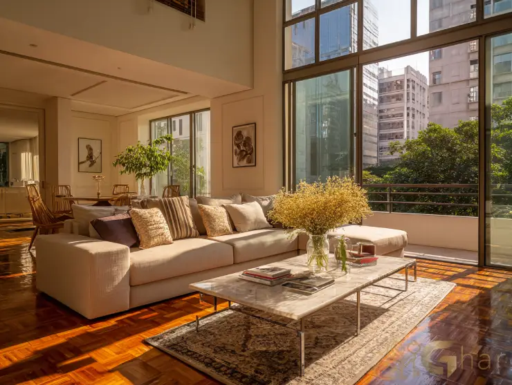 Apartamento à venda no Centro de São Paulo com sala de estar ampla e iluminada