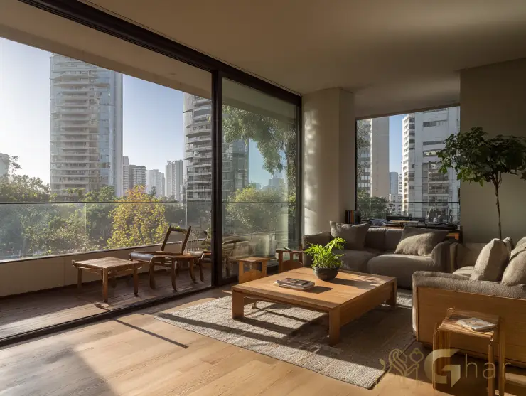 Sala e varanda com vista panorâmica na zona sul da capital paulistana