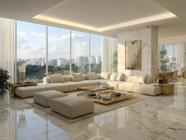 Apartamento à venda em Higienópolis com sala de estar de alto padrão e vista