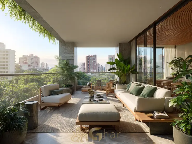 Varanda decorada e design moderno na zona sul da capital paulistana