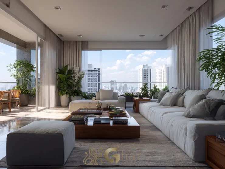 Sala living aconchegante em apartamento à venda no Jardim das Perdizes