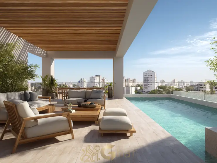 Cobertura à venda na zona sul da capital paulista ampla área externa e piscina privativa.