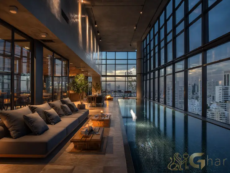 Cobertura à venda no Jardim Europa com piscina coberta e varanda de luxo em São Paulo.