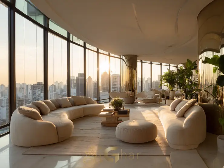 Sala de estar sofisticada em apartamento à venda no Jardim Europa, São Paulo, alto padrão e design contemporâneo.