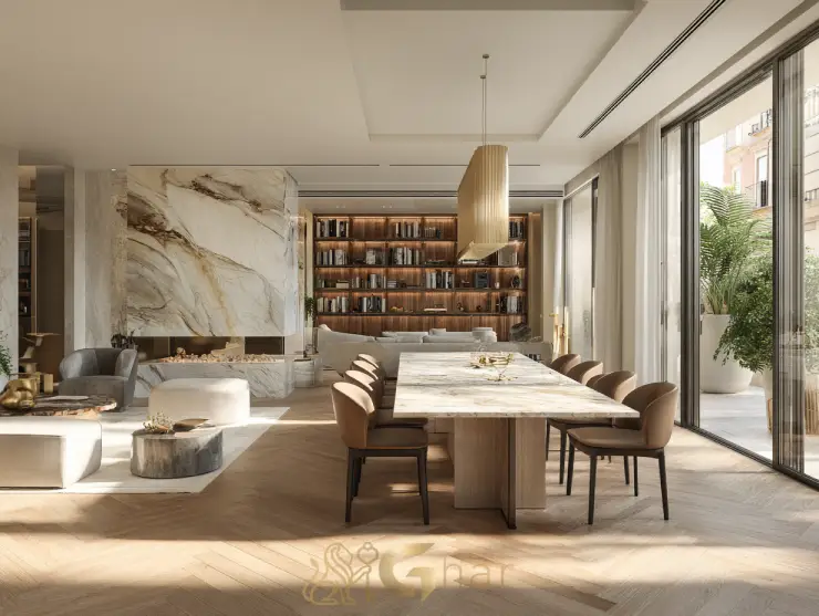 Sala de estar e jantar de alto padrão em apartamento à venda no Jardim São Paulo