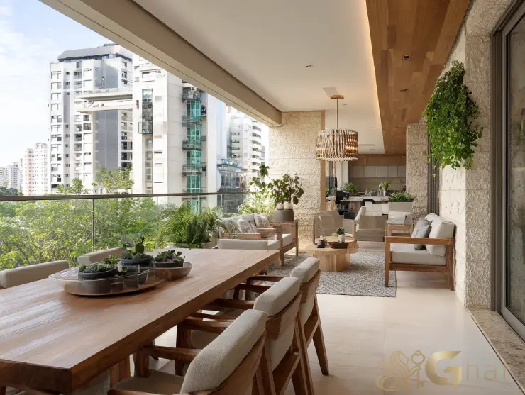 Varanda gourmet linda e decorada em imóvel na zona norte de sp