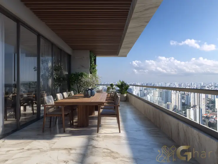 Varanda gourmet ampla e moderna em imóvel na zona oeste de sp