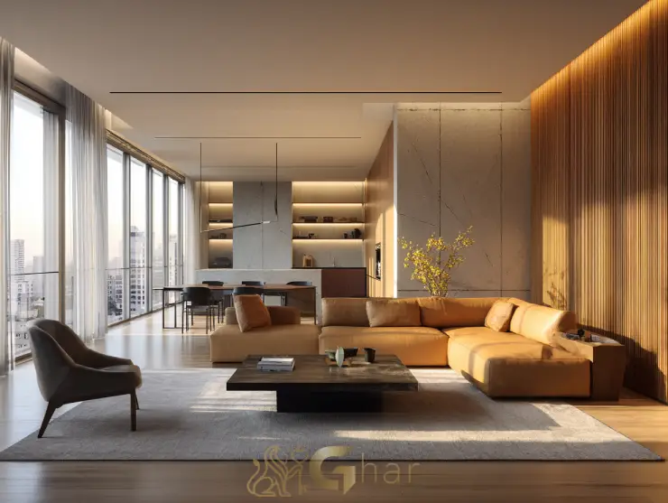 Sala de estar ampla de alto padrão em apartamento à venda na Mooca